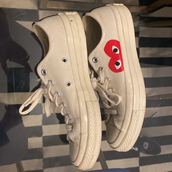 COMME DES GARÇONS WHITE LOW TOP CONVERSE SNEAKER WOMENS 8 - Picture 7 of 12